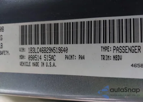 2009 Dodge Avenger Se/Sxt из США, поврежденный, VIN 1B3LC46B29N519640